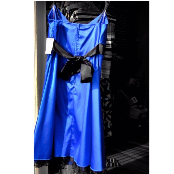 Ruby Rox Cobalt & Black Satin Party Dress NWT Sz 9 - Picture 8 of 8